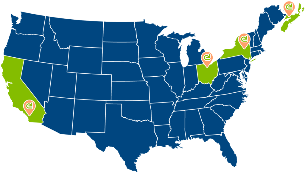 Evergreen locations map