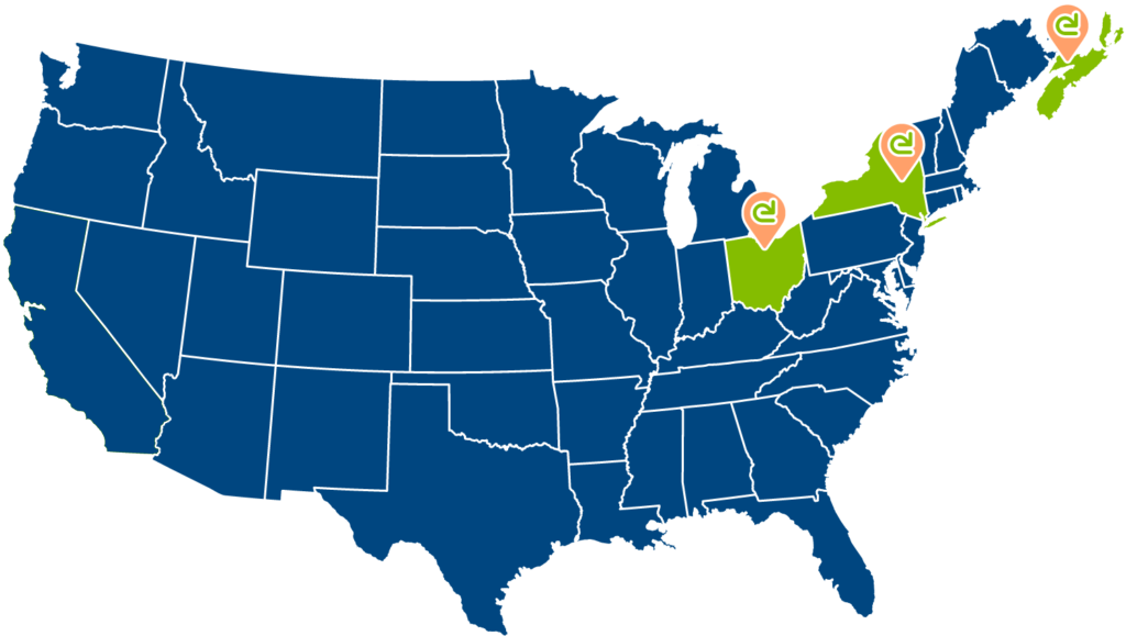 Evergreen locations map